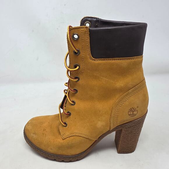 Timberland Earthkeepers High Heel Wheat Nubuck Leather Ankle Boots Womens Size 6 - Picture 2 of 8